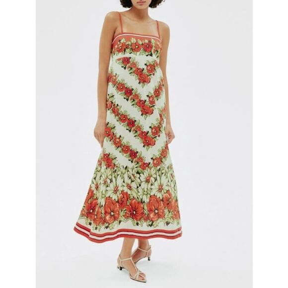 ALEMAIS Dresses & Skirts - Alemais Amelie Dress Red Poppy Linen Maxi Size 4 Floral Sundress